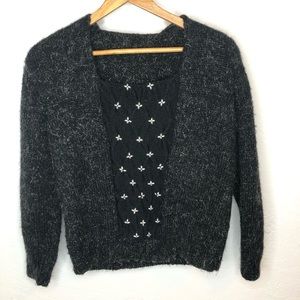 Vintage 80s Wool Knit Sweater with Beads